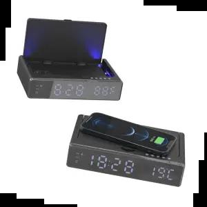 무선충전기 스마트폰 충전기 겸용 UV 살균기 / 시계 온도계 ORU06