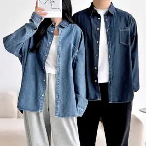 남자 여자 사계절 베이직 데님 셔츠