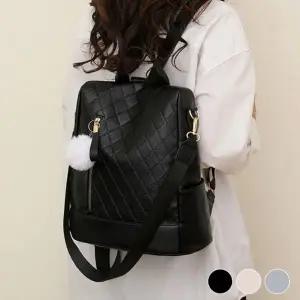 HL 백팩 가방 손잡이 키홀더 여성 마름모 패턴 토트