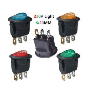 자동차 미니 소형 라운드 로커 스위치 대시보드 보트 푸시 단추 O-전원 켜기-끄기 시소 홀 컷 220V 조명 6A