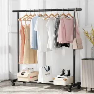 철재 바퀴형 고정형 스탠드 옷걸이