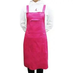 포켓 핑크 가죽앞치마