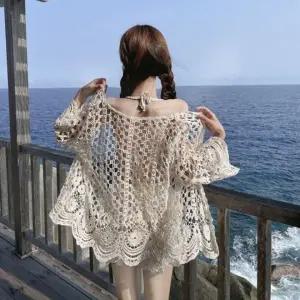 수영복 커버업 니트 그물 로브 비치 가디건 휴양지룩