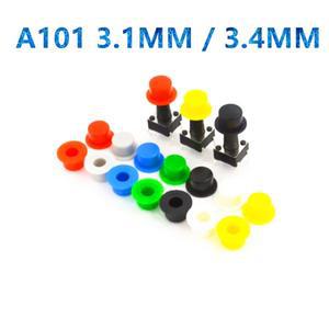 100PCS 6x6 택트 스위치 A101 버튼 라운드 캡 푸시 키 크기 4.5mm x 7.4mm 내경 3.1