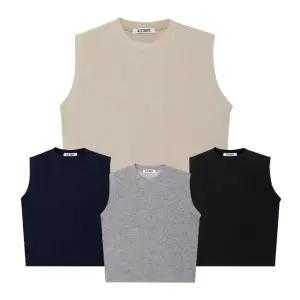 [모로엠] 남성 리브드 크루넥 국내산 니트 조끼 5C-VEA-Q022