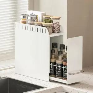 싱크대 주방 탕비실 슬라이딩 레일 정리함 수납함 선반