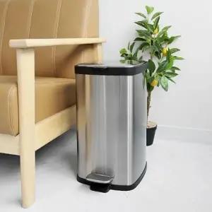 ( )무소음 클로징 밀폐커버 고급스텐 사각페달휴지통 20L