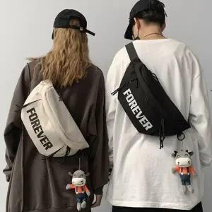 남성 여성 빅 사이즈 레터링 포에버 슬링백 크로스백 가방 남자 캔버스백 메신저백 힙색