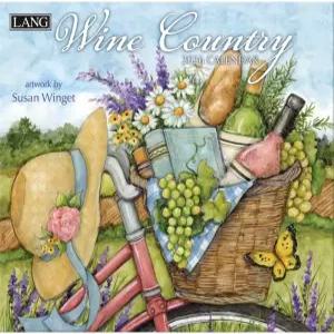 랑 와인 컨트리 2026 월 캘린더 - 스테이플 바인딩 린넨 엠보싱 포도밭 아트워크가 포함된 12개월 수잔