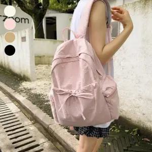 소녀 나일론 스트링 리본 가벼운 여성백 바스락 백팩 백팩 모던 여자 데일리 가방 가벼운 귀여운 여성