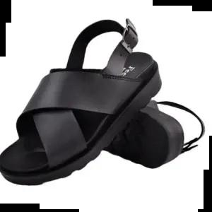 신혼여행준비아이템 굽 높이 쿠션감 있는 남자 검정 샌들 3.8CM