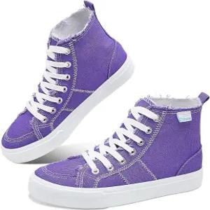 오브타움 여성/남성 하이탑 캔버스 슈즈 플레이 미드 송아지 패션 스니커즈 캐주얼 레이스업 워싱