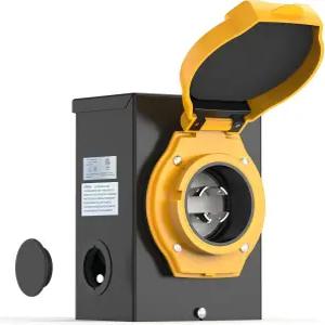 툴리옴 30암페어 발전기 흡입구 상자 NEMA L14-30P 전원 4개 125/250V 7500W LED 표시등이 있는 방수 실외