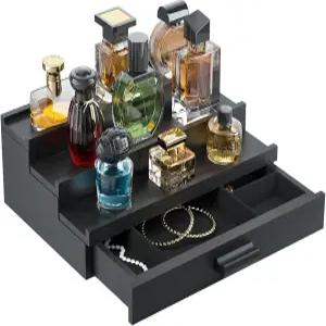 티리유우 남성용 향수 쾰른 정리함 3단 나무 스탠드 캐비닛이 있는 데스크톱 파퓸 홀더 목재 디스플레이