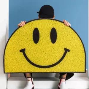 ( )노랑 스마일 PVC 현관 매트 발매트 러그