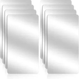 칼리오네 8팩 깨지지 않는 거울 아크릴 시트 양면 미니 사각 안전 타일 작은 교실 사무실 가정용 DIY