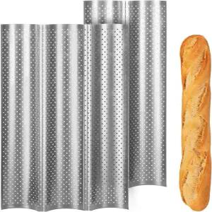 키테센수 바게트 빵 팬 사워도우용 논스틱 천공 2개와 3개 이탈리안