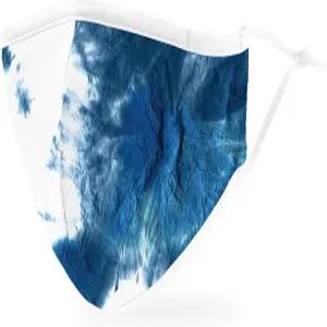 WEDINGSTAR 3겹 세탁 가능 천 마스크 재사용 및 필터 포켓 조절 - 블루 타이 다이