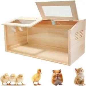 조명 키트와 온도계가 포함된 솔리드 우드 치킨 브루더 박스 - 25마리의 병아리를 위한 실내