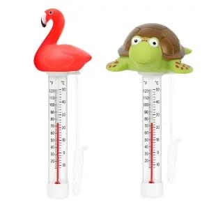 XY-WQ 2팩 플로팅 풀 온도계 야외 및 실내 수영장과 스파를 위한 스트링으로 물 온도를 쉽게 읽을 수 있는