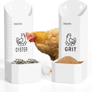 저우지통 2팩 가금류 먹이기 닭 병아리 메추라기 오리를 위한 굴 껍질 및 그릿 협동 야외 사용을 중력식