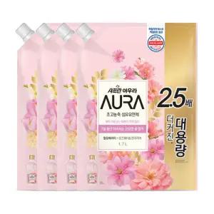 아우라 섬유유연제 초고농축 윌유메리미 리필1.7L x 4개