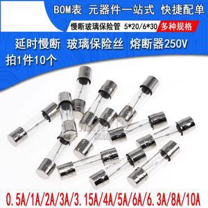 10개주석 볼이  유리 슬로우 블로우 퓨즈 튜브 크기: 5x20mm 및 6x30mm 등급: T1A-T10A 250V