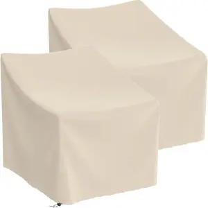 파티오 의자 커버 가구 방수 야외 잔디 600D 헤비 듀티 옥스포드 천(카키 32 W x 37 D 36 H-2팩)