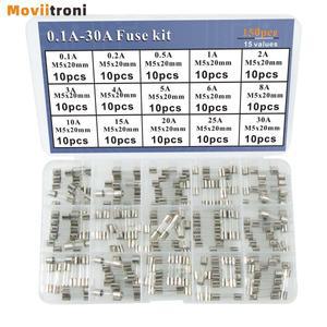 고속 블로우 퓨즈 키트 유리 모음 세트 15 가지 값 5x20mm 0.1-30A 개