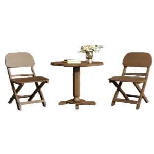 야외 티테이블 2인용 원형 원목 탁자 세트