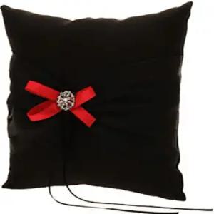 웨딩 링 베개 쿠션 베어러 블랙 레드 7.8 7.8인치