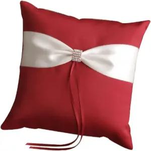 웨딩 링 베개 쿠션 베어러 화이트 레드 7.8 7.8인치