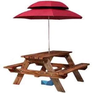 파라솔 테이블 야외 옥상 졍원 베란다 일체형 사각 탁자 식사 아웃도어 캠핑 편의점