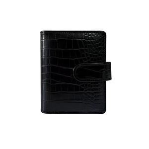 [미국배송] A7 악어 예산 바인더 커버 - 현금 절약을 위한 미니 지갑 숨겨진 스냅 버클이 있는 6링 플래너 커버 블랙