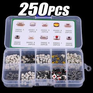 250100pcs 촉각 푸시 버튼 스위치 키트 10 모델 자동차 원격 제어 태블릿 마이크로 순간 키 터치