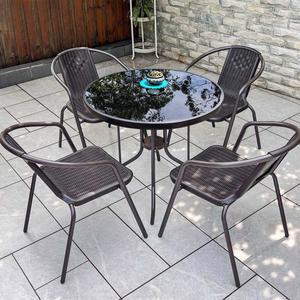 야외 테이블 의자 세트 발코니 루프탑 의자4개 80CM원형테이블 카페 베란다