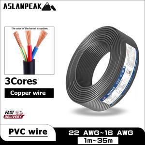 Rvv-3Cores 22-16Awg 1-35m Pvc 구리 와이어 재킷 케이블 전기 연장 전원 자동차 연결 18 Awg