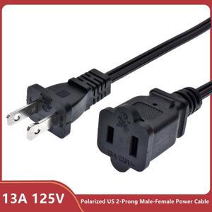 편광 US 2-프롱 암수 전원 케이블 Nema 1-15P-1-15R 익스텐션 코드 60cm 2FT 13A 125V