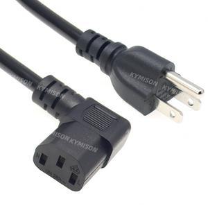 US-IEC320 C13 직각 전원 코드 미국 NEMA 5-15P 컴퓨터 연장 케이블 18AWG 전력선 1.8m6ft