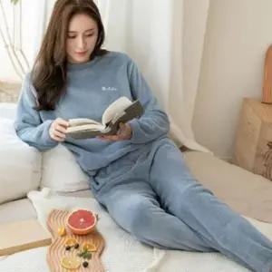 극세사잠옷 여자 겨울 긴바지 여자홈웨어 세트 긴팔 수면잠옷 홈웨어