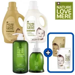 네이쳐러브메레 출산준비 올인원패키지(세제+유연제+젖병세정제+식기세정제) [GIFT] 오리지널향 세제리필 500ml 1팩 + 유연제리필 500ml 1팩
