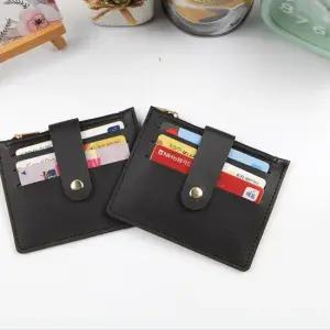 신분증 명함 지퍼 1P 신용카드지갑 3포켓 블랙 가로 가죽지갑 신분증지갑 카드보관지갑