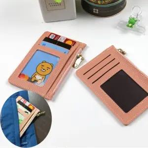 신분증 5포켓 카드 보관 명함 동전 핑크1P 지갑 신분증지갑 동전지갑 가죽지갑