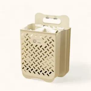 반리코 벽걸이 빨래바구니 베이지 접이식빨래바구니