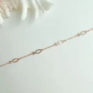 물고기 컷팅 민자 믹스 행운 팔찌14k옐로우골드20cm