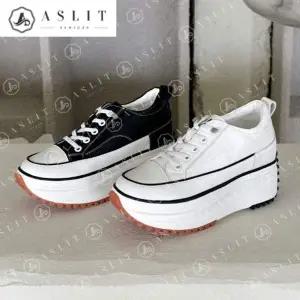 [애슬릿] 키높이 스니커즈 소 가죽 통굽 플랫폼 운동화 7cm