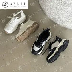 [애슬릿] 키높이 운동화 통굽 소 가죽 배색 굽 높은 스니커즈 6cm