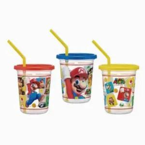 ( )텀블러 3개 초등 사무실 스포츠물병 스트로 1세트 중등 320ml 슈퍼마리오 캠핑 물컵 빨대