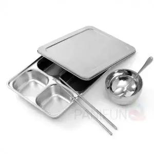 스텐 4구식판 뚜껑 대 어린이식기 스테인레스식판 스덴식판 아기식판 어른용식판