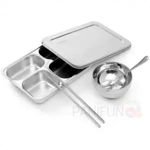 스텐 4구식판 뚜껑 중 어린이집식판 학교식판 단체급식식판 단체급식식기 급식식판